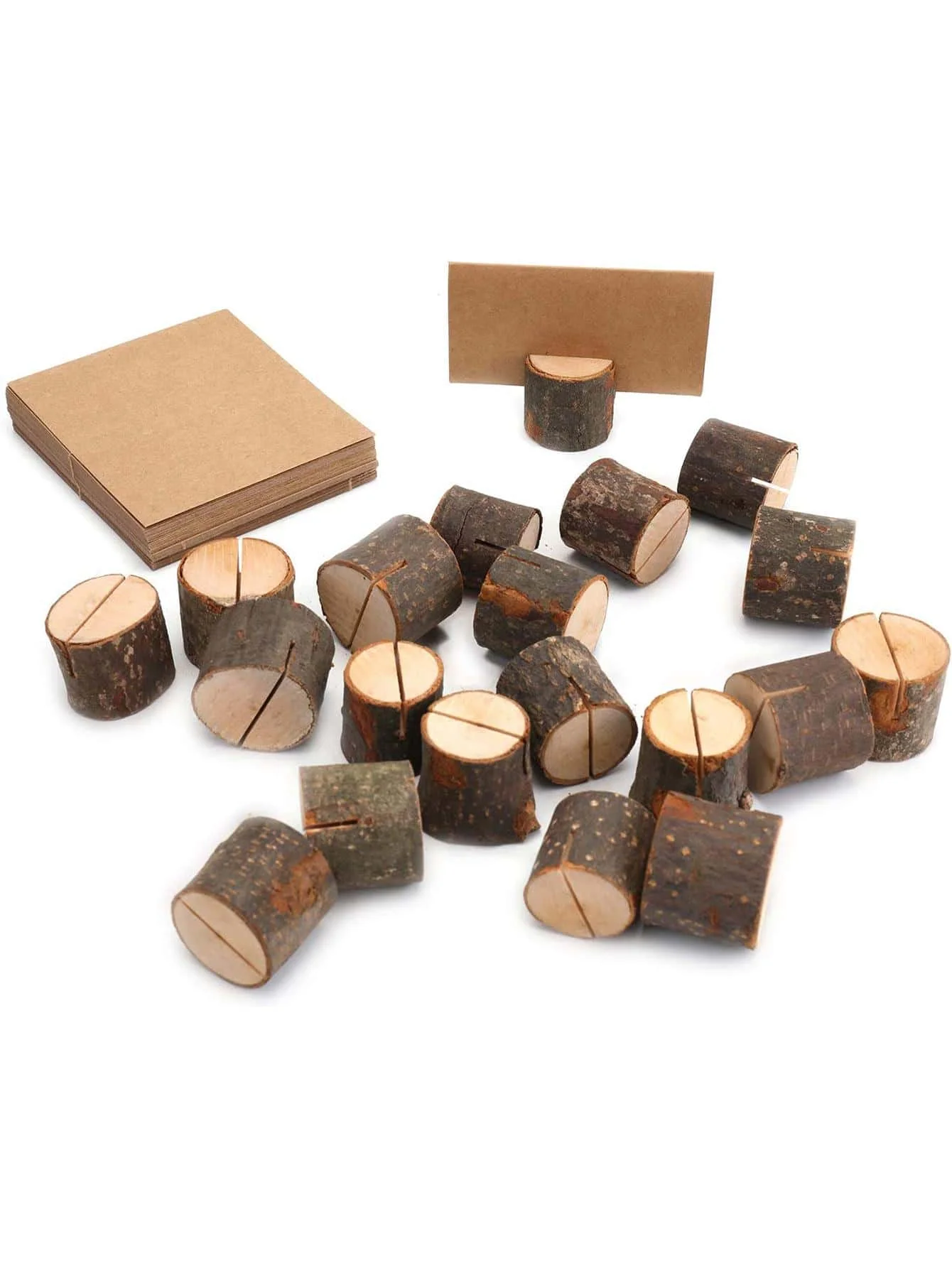 1 set 10 wooden table card holder 10 Kraft paper table card holder Wedding banquet decoration photo place card holders