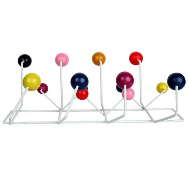

Modern Fashion Design Wall Mounted Multi Color Colorful Candy Solid Wooden Balls hang it all Coat Rack Hook Home hangers 1PC
