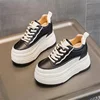Genuine Leather Flats Casual Sneakers Women 2024 New Chunky Platform Sports Shoes Ladies High Heels Designer Tennis Thick Bottom 3