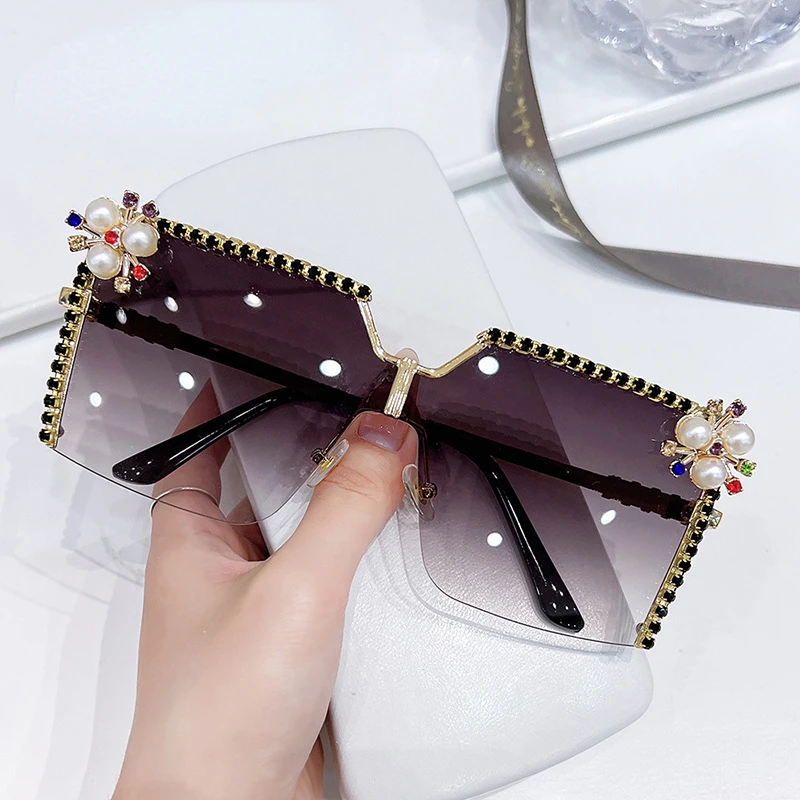 

Новинка 2023, солнцезащитные очки с бриллиантами, женские брендовые дизайнерские квадратные женские очки, сезон цветов, технические очки