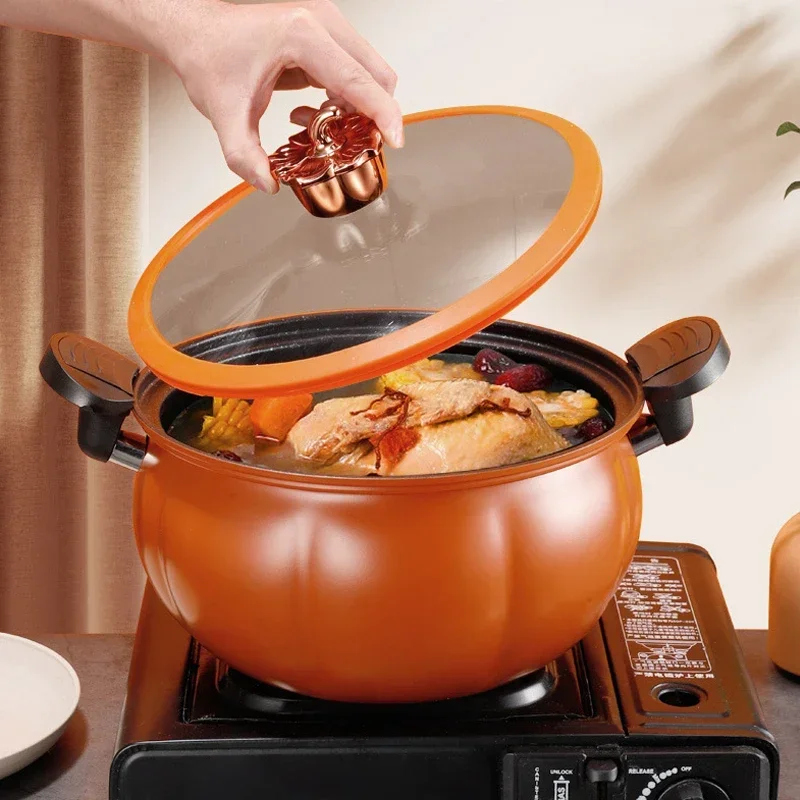 8L Orange Pumpkin Micro Pressure Pot New Household Multifunctional Non Stick Induction Cooker Pot Gas Stove Universal Soup
