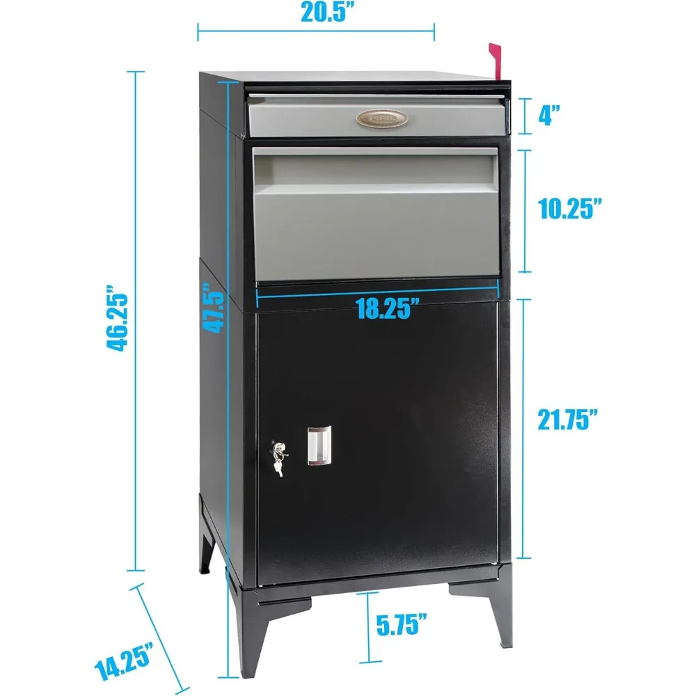Large Package Delivery Boxes for Outside, Extra Large Mailbox for Parcel, Alloy Steel Post Mailbox, Wall Mounted Lockable