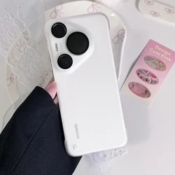 Frosted Ultra - Thin Frameless Matte Armor Case with HD Camera Lens Glass for Huawei Pura 80 Ultra (White)
