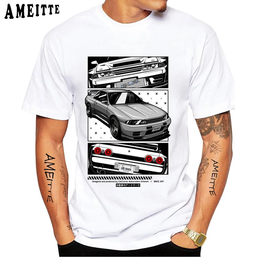 Новая летняя мужская футболка с коротким рукавом Ретро Skyline Hakosuka GTR старая Классическая футболка хип-хоп Белые Повседневные футболки для мальчиков хипстерские крутые мужские топы