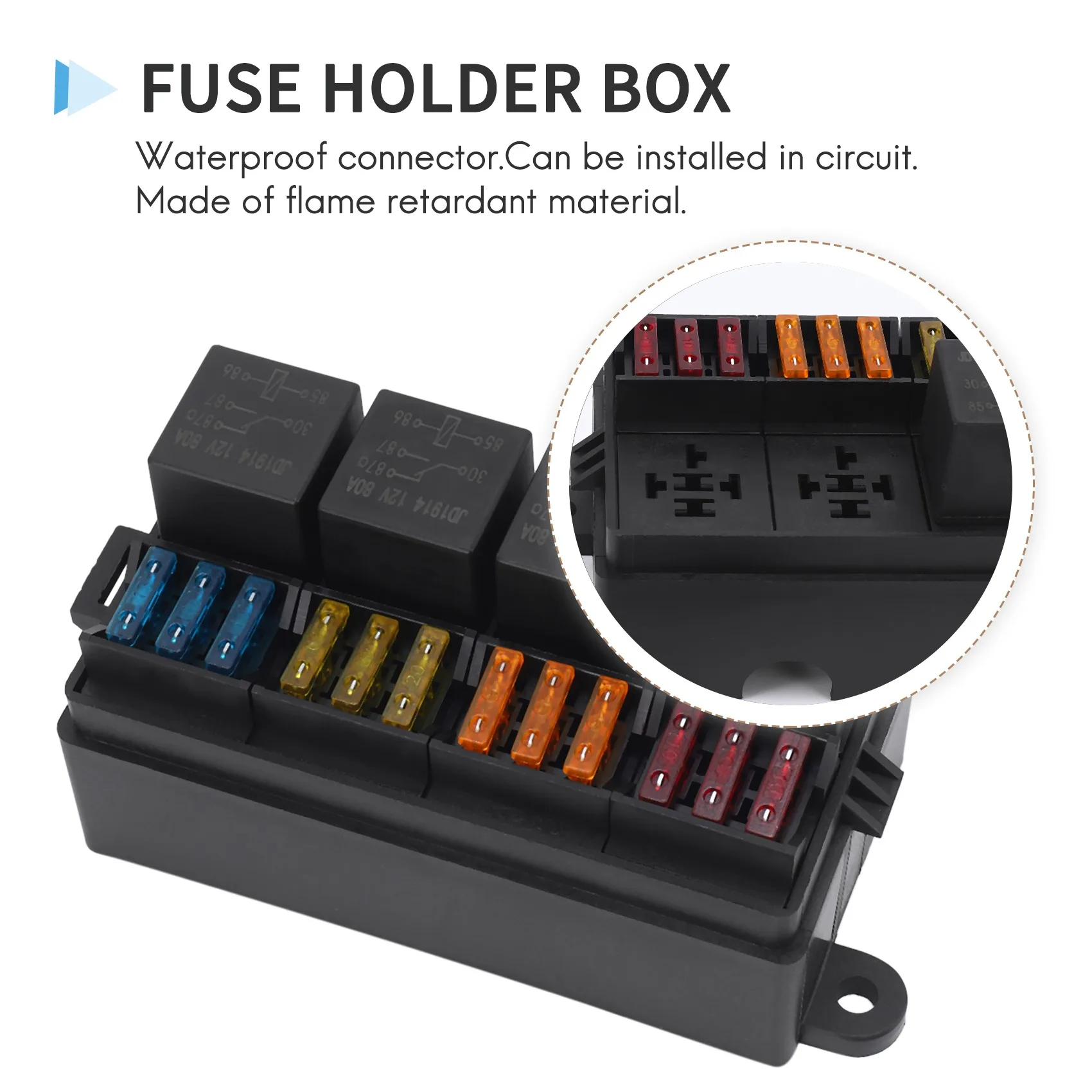 2X12 Way Blade Fuse Holder Box fuse holder car fuses kit fuse box holder fuse box With Spade Terminals and Fuse 4PCS 4Pin 12V 40A Relays For Car Truck Trailer and Boat