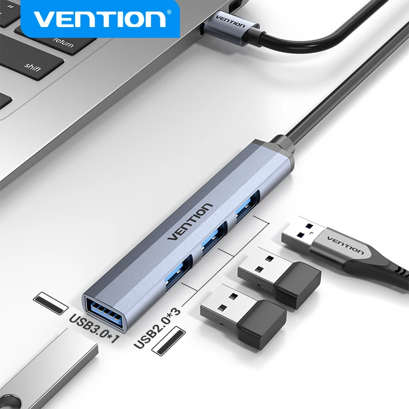 Vention 고속 USB C 허브, 멀티 타입 C-USB 허브 분배기 어댑터, 맥북 프로, 아이패드 프로, 샤오미, 레노버 USB 허브용, 4 포트