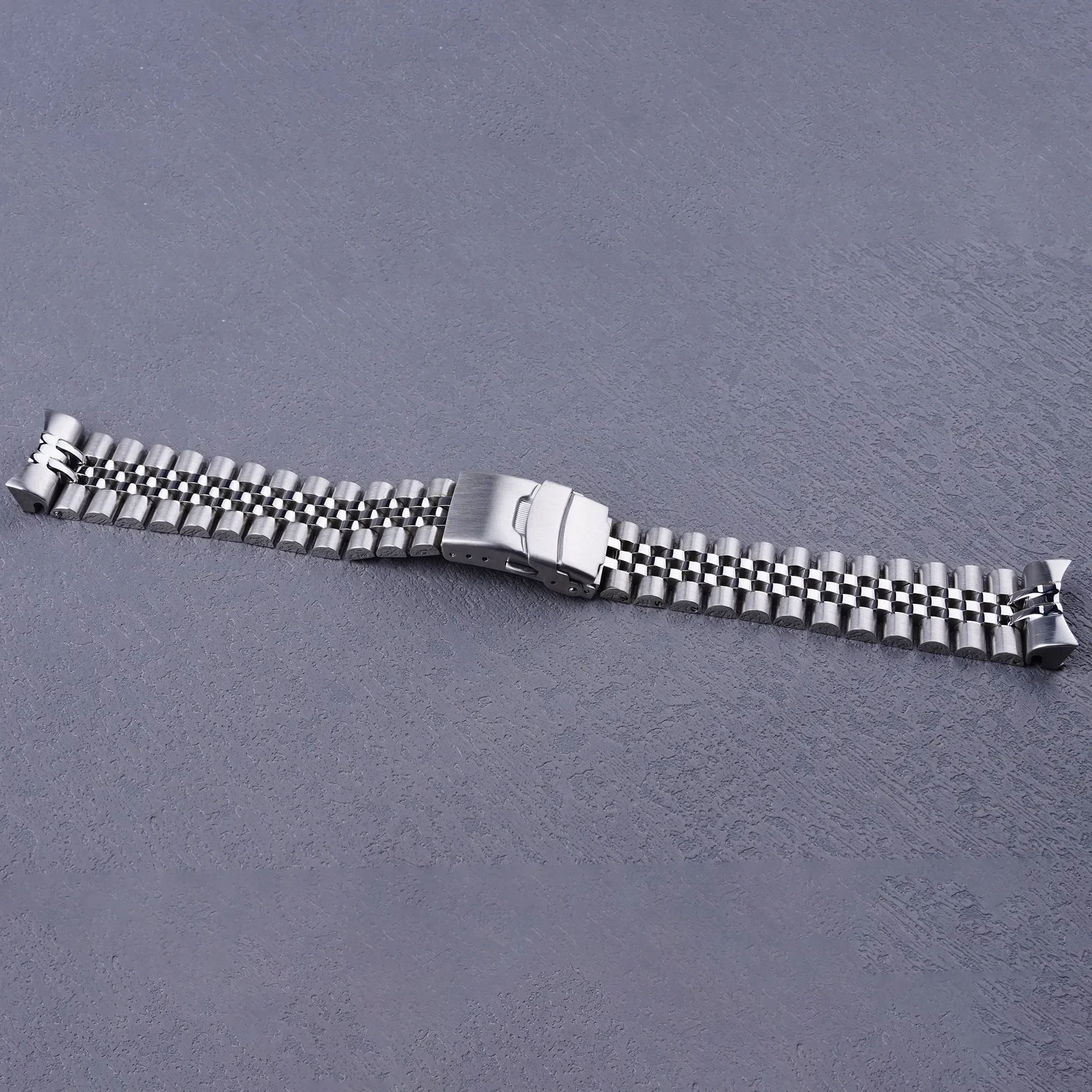 Carlywet 22Mm Solido Curvesacco In Acciaio Inox Argento Jubilee Cinturino Cinturino Bracciali Di Lusso Per Seiko 5 Gmt Ssk001-5/Sbsc001-3