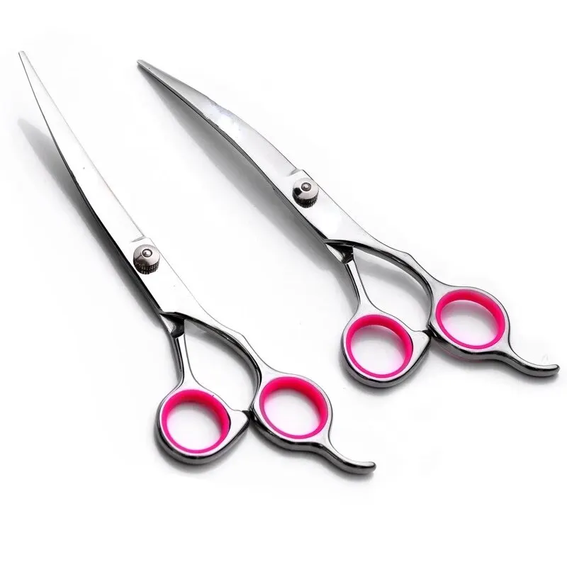 Dog Grooming Scissors 6 Inch Flat Cut Safety Round Tips Curved Blade for Dogs Cats