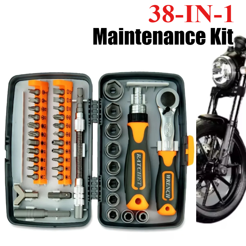 38-in-1 Tool Set Multifunctional Screwdriver High Hardness Ratchet Wrench On-Board Maintenance Kit