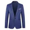 Thin Pockets Men Blazer Long Sleeve Single Button Lapel Suit Jacket Suit Coat Trendy Business Blazer Outwear Wedding Suit Coat 2