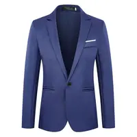 Thin Pockets Men Blazer Long Sleeve Single Button Lapel Suit Jacket Suit Coat Trendy Business Blazer Outwear Wedding Suit Coat 2