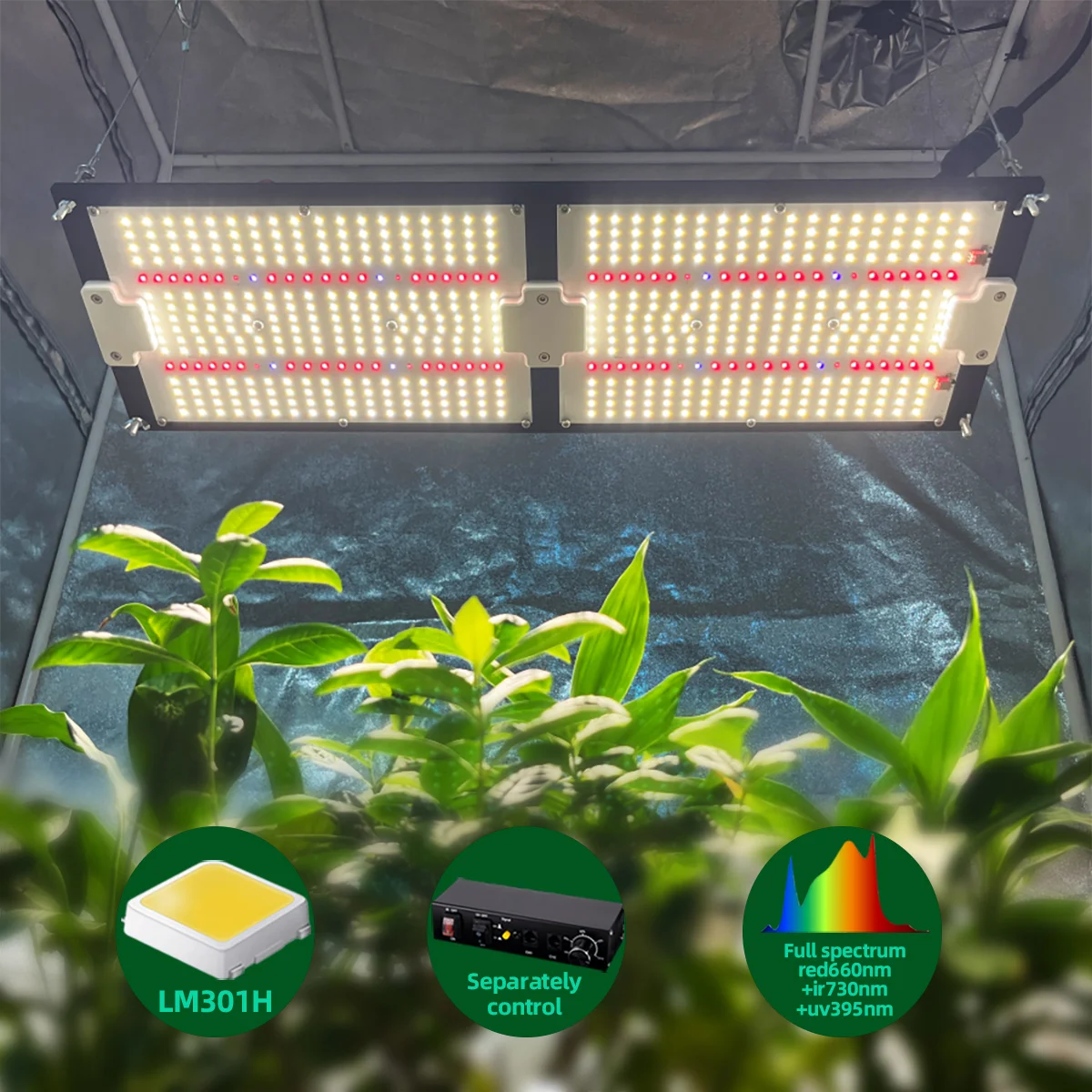 

2023 Latest 240W Samsung Lm301H Lm281B Panel Plant Light Separate Control UV IR Turn On/Off Grow Tent Complete Kit