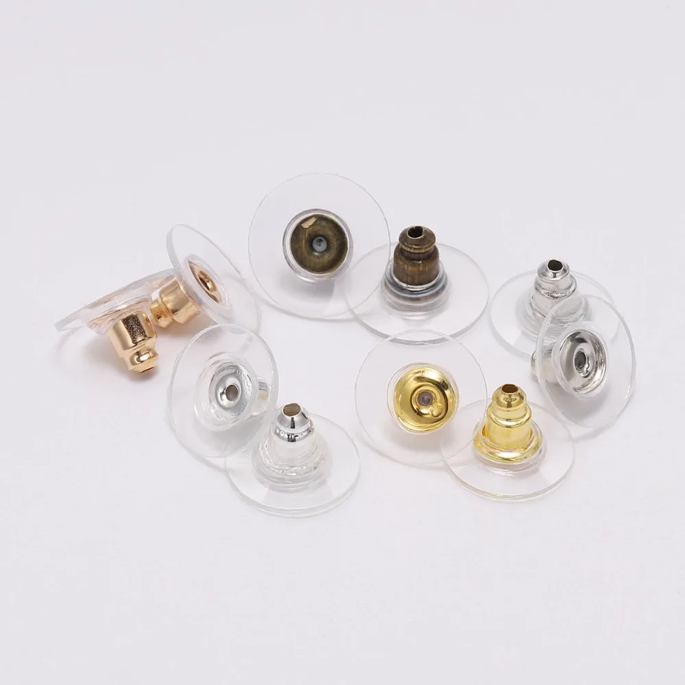Earring Stoppers Gold Post Nuts Silicon Stud 100pcs/lot for Jewelry Making