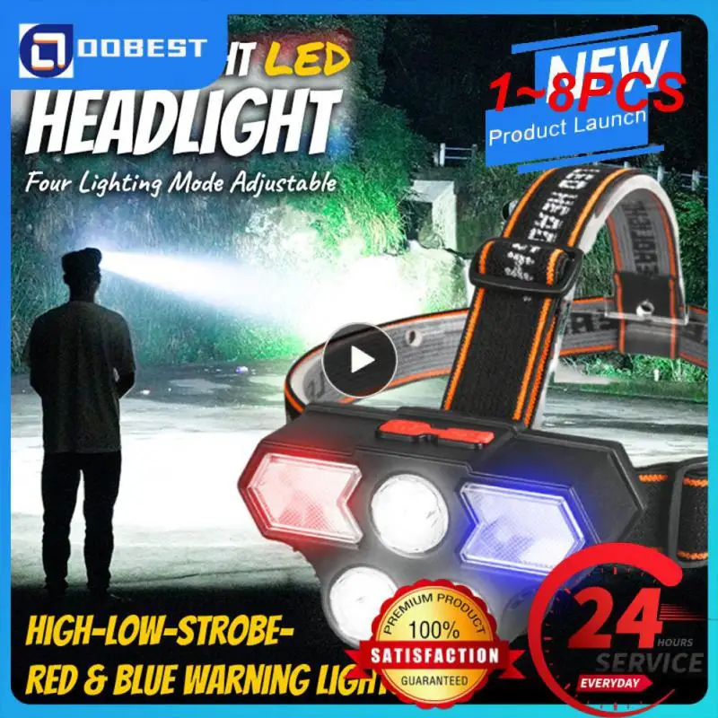 

1~8PCS LED Headlamp Rechargeable Powerful Head Lamp USB Rechargeable 1200mAh Camping Headlight Head Flashlight Head Light