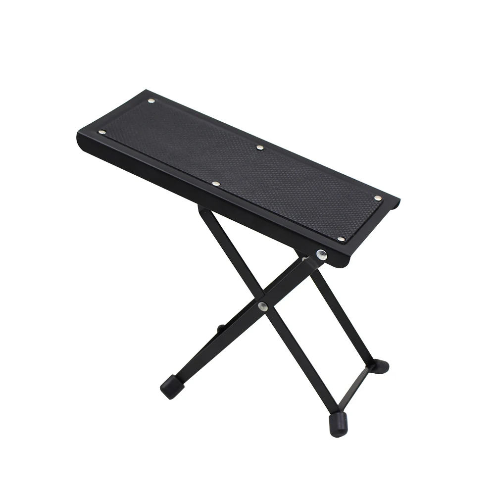 GuitarFootrestPedalMetalFootboardBlackHeightAdjustableNonSlip