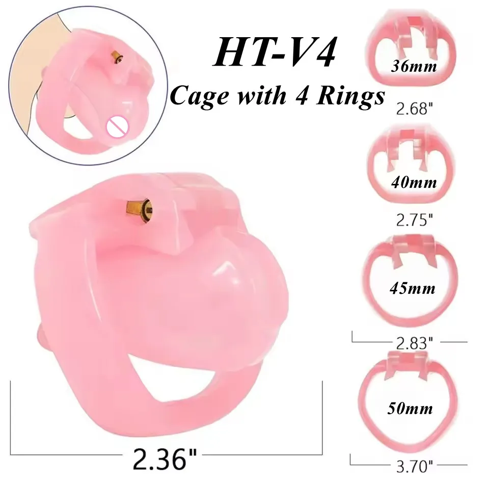 2025 Arrival HT-V4 Male Chastity Cage Device Resin Cock Cage Keuschheitsgurtel Penis Lock with 4 Size Base Rings Adult Sex Toys