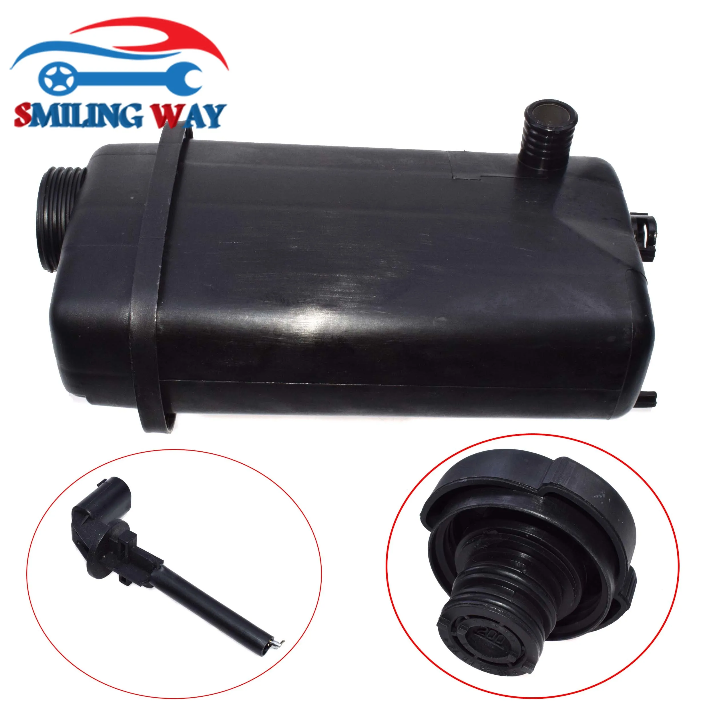 Reservoir Radiator Expansion Overflow Tank & Cap & Sensor For BMW E39 E38 E31 540i Z8 740i 740iL