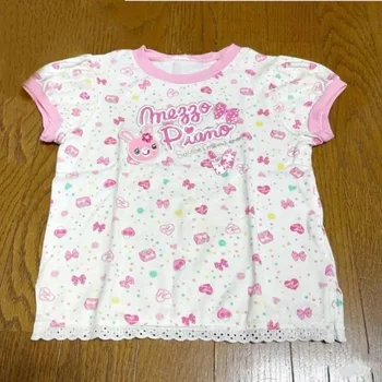 Summer Lace Ruffle Edge Cute Cartoon Y2k Aesthetic Short Sleeved T-shirt Japanese Sweet Lolita Girl Casual Fairy Graphic T Shirt 1