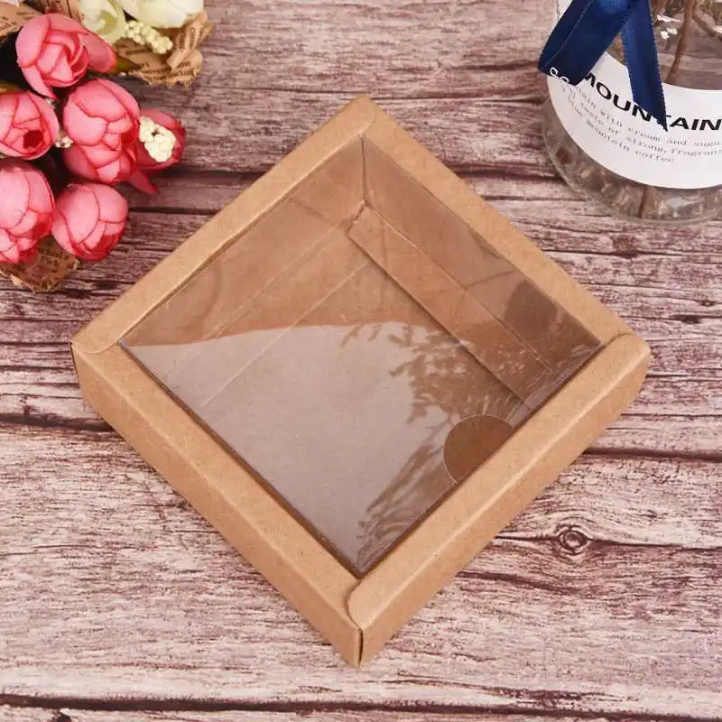 10Pcs Transparent Kraft Paper Gift Boxes with Clear Window, Multi-Size DIY Packaging fo... - SKU TPGB1014 - UGI Packaging