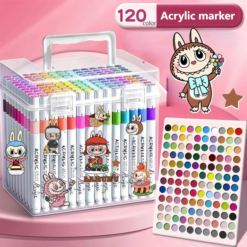 Sanrio Kuromi Cinnamoroll Cartoon Acrylic Marker Students Stackable Children'S Color Pen Paintbrush For Kindergarten Set Gifts 6