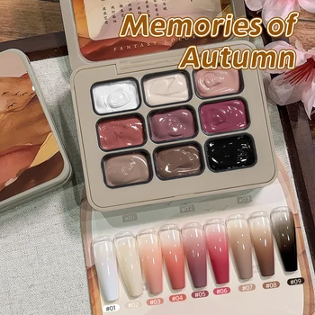 9-colors Memories of Autumn patter glue smudges canned high saturation popular semi-solid nail polish glue nail salon 1