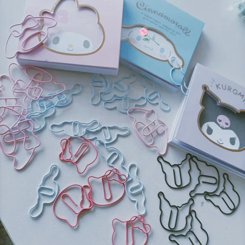 

20 Pack Sanrioed My Melody Cinnamoroll Cartoon Model Doll Kawaii Anime Bookmark Student Study Book Paperclip Folder Decoration