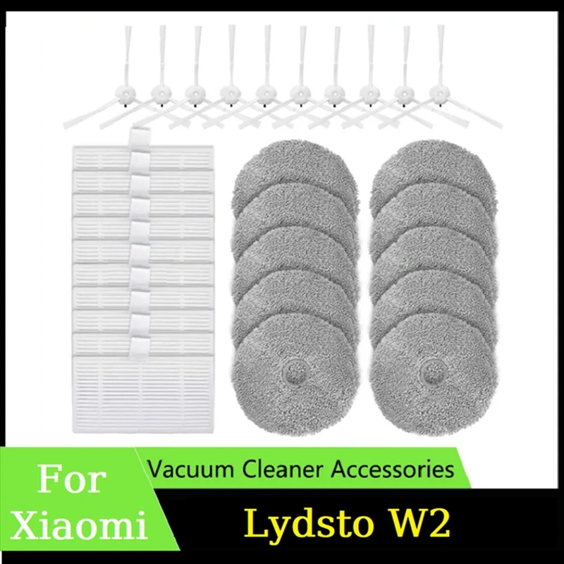 

30PCS Vacuum Cleaner Parts For Xiaomi Lydsto W2 Replacement Spare Parts Side Brush Filers Mop Rag Spare Parts