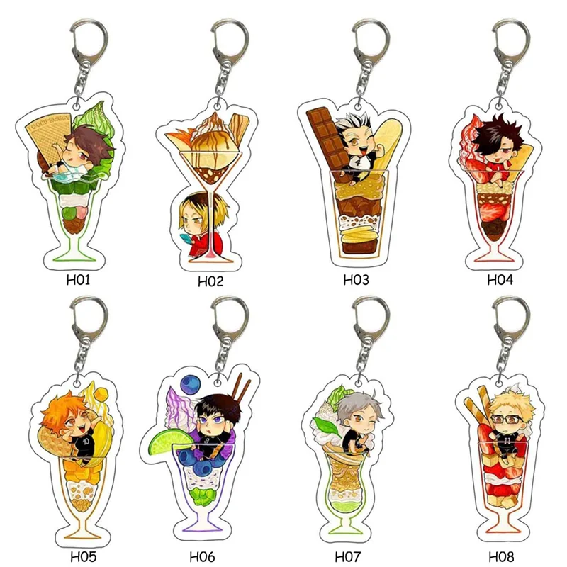 Hot Anime Haikyuu Haikyuu!! Acrylic Keychain Key Ring Wine Glass Food Type Acrylic Keychain Gift For Friend