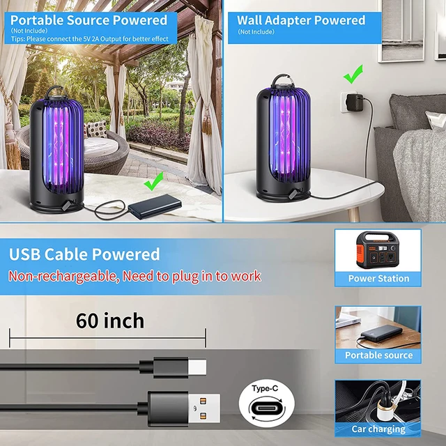 Elektromos Hiba Zapper Beltéri Kültéri Uv Könnyű Szúnyoggyilkos Lámpa Kártevőirtó Rovar Légycsapda Usb Kábel Otthoni Teraszhoz - Image 3