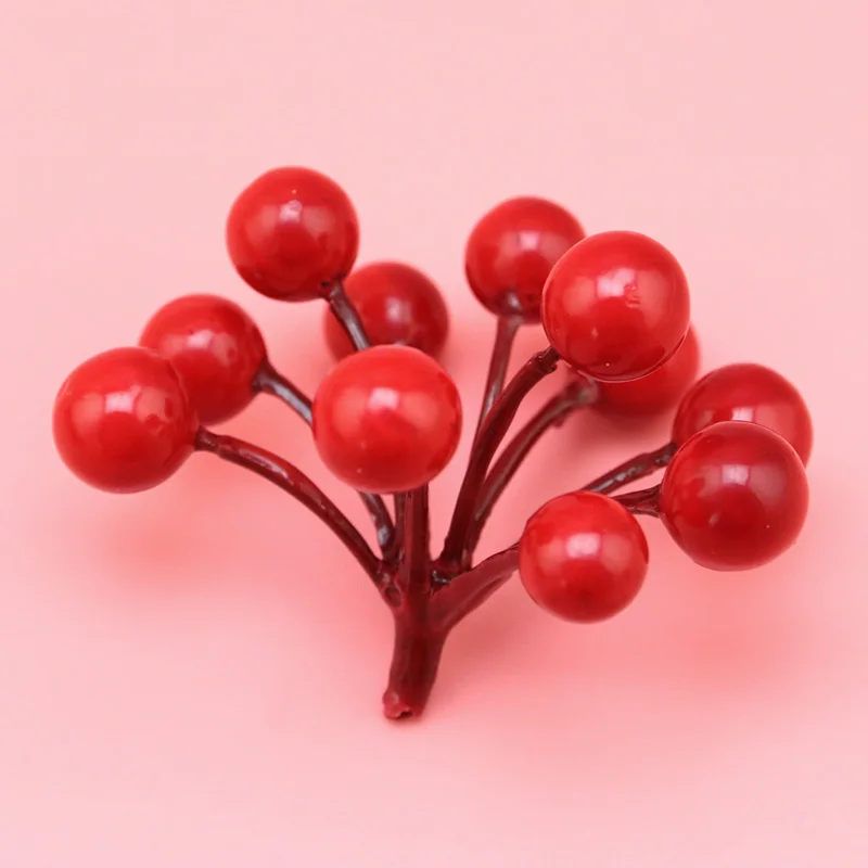 (10pcs/pack) 5.5m*6cm 11 Head Christmas Berry Bouquet Imitation Fruit Christmas Decoration Wedding Box Handmade Decorative