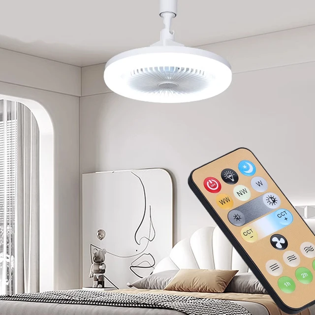 Ventilateur de plafond intelligent avec télécommande, lampe d'éclairage, base de convertisseur, chambre et salon, 85-265V, 3 en 1 5