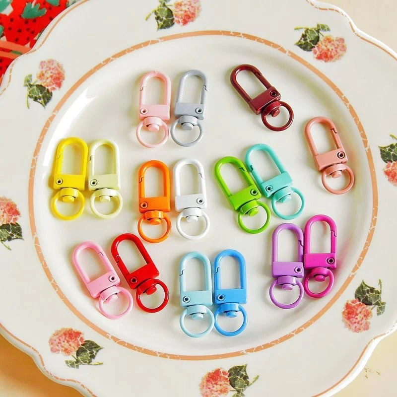 10/50pcs Candy Color Snap Lobster Clasp Hooks for DIY Colorful Trinkets Making Rotating Pet Keychain Dopamine Keyring Accessorie