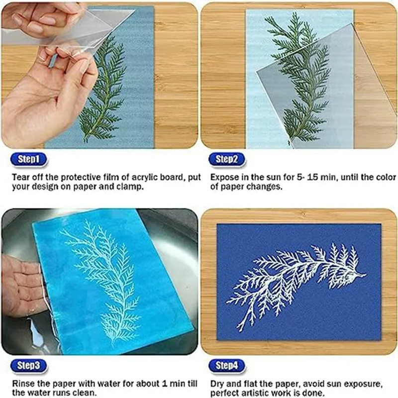 Cyanotype Paper Kit 30 Sheets Cyanotype Paper, Sun Art Paper Kit, Solar Drawing Paper Nature Printing for Kids Adults Arts Crafts