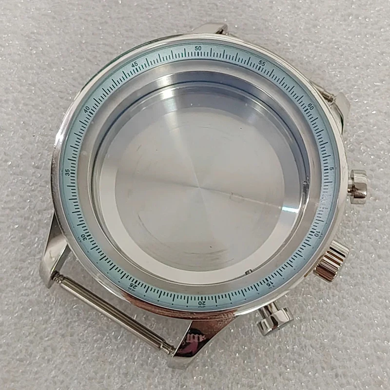 41mm hochwertiges 316L Edelstahl Silber + Ring Mineralglas Uhrengehäuse passend für VK61 Automatikwerk Uhrenzubehör – Detail 8
