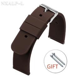 Quick Release Candy Color Silicone Watch Strap - 20mm (Brown)