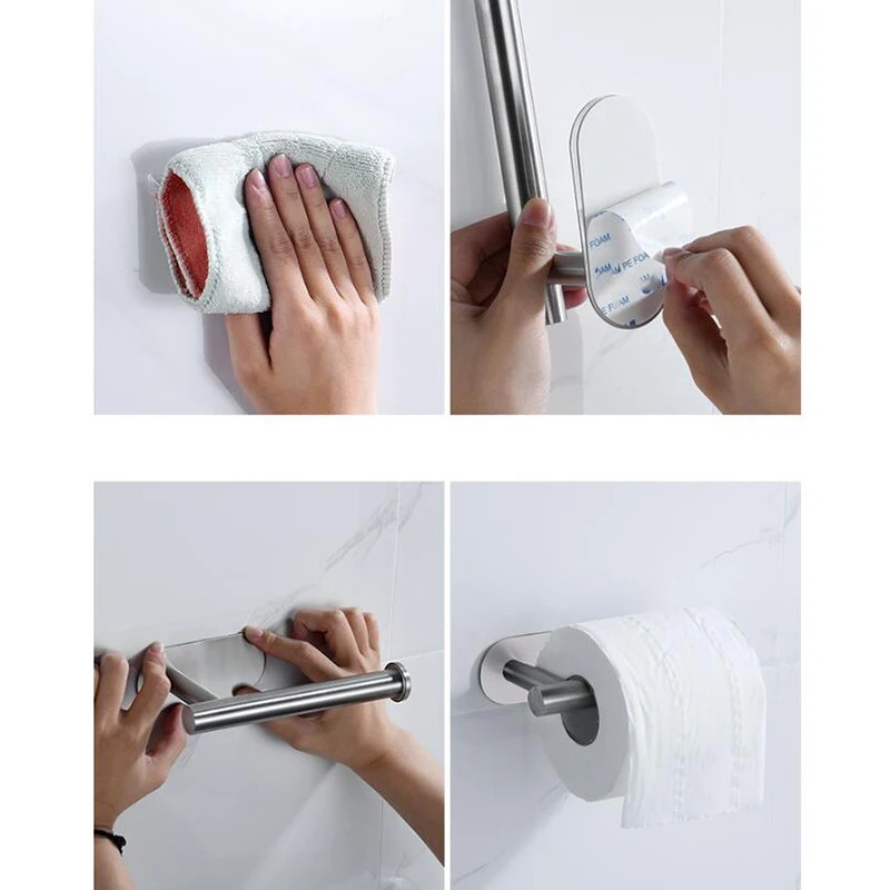Gold silver Bathroom Tissue Self-Adhesive black wc Stainless Toilet Roll Paper Towel Holder Organizers Punch-Free Rack hanger paper towel holder,toilet paper holder,toilet paper rack,toilet roll holder