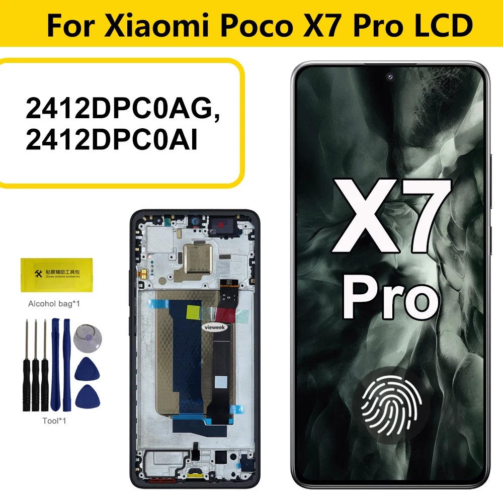 Schermo LCD Completo Con Telaio Per Xiaomi Poco X7 5G, Display Touch + Digitalizzatore, Nuovo