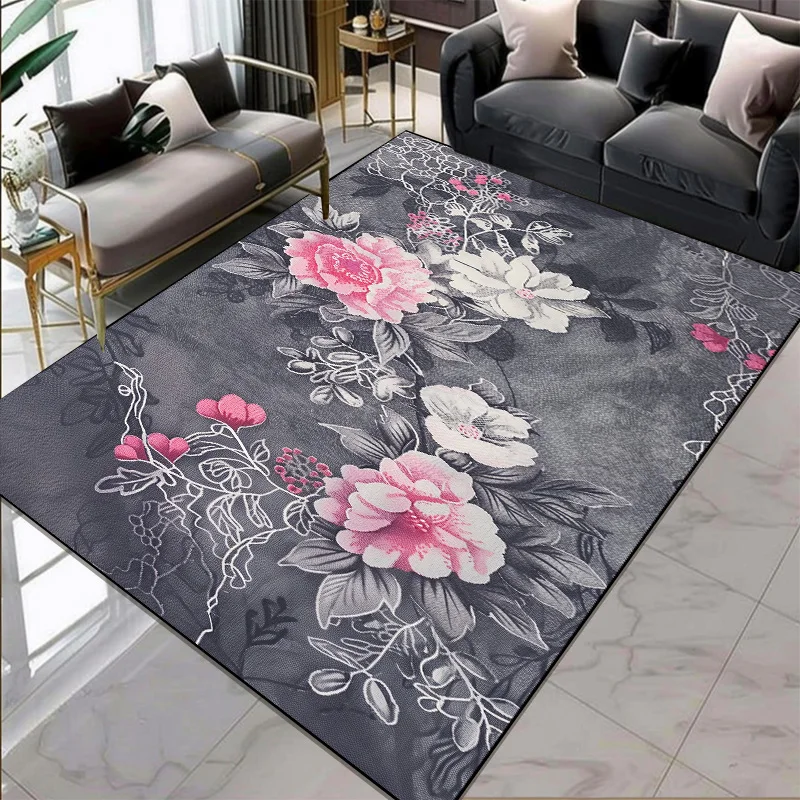 European Style Flower Pattern Carpets for Living Room Gorgeous Large Room Rugs Thickening Big Size Floor Mats for Lounge Balcony 4