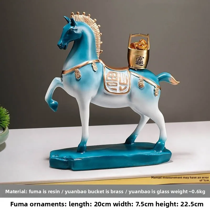 Lucky Horse Statue with Coin Chinese Zodiac Animal Figurine for Home Office Desk Decor Wealth Prosperity Housewarming Gift