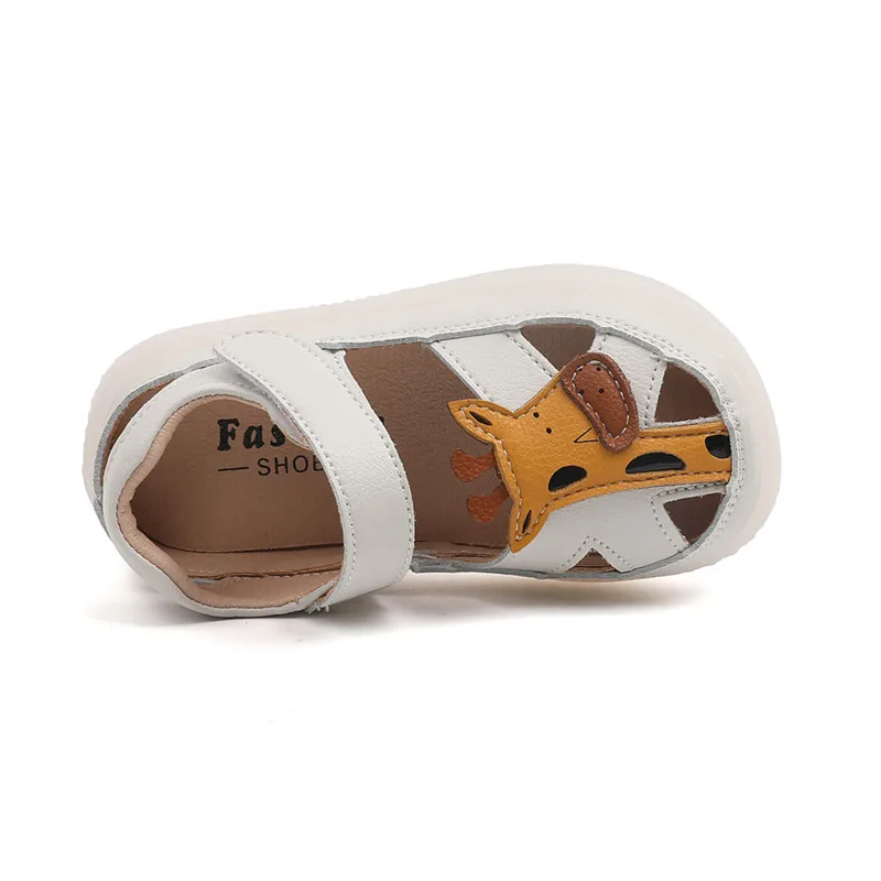Genuine Leather Baby Shoes Cute Giraffe Pattern Toddler Sandals For Girls Closed Toe Anti-Slippery Infant Boys Sandals Summer kids sandals baby sandals