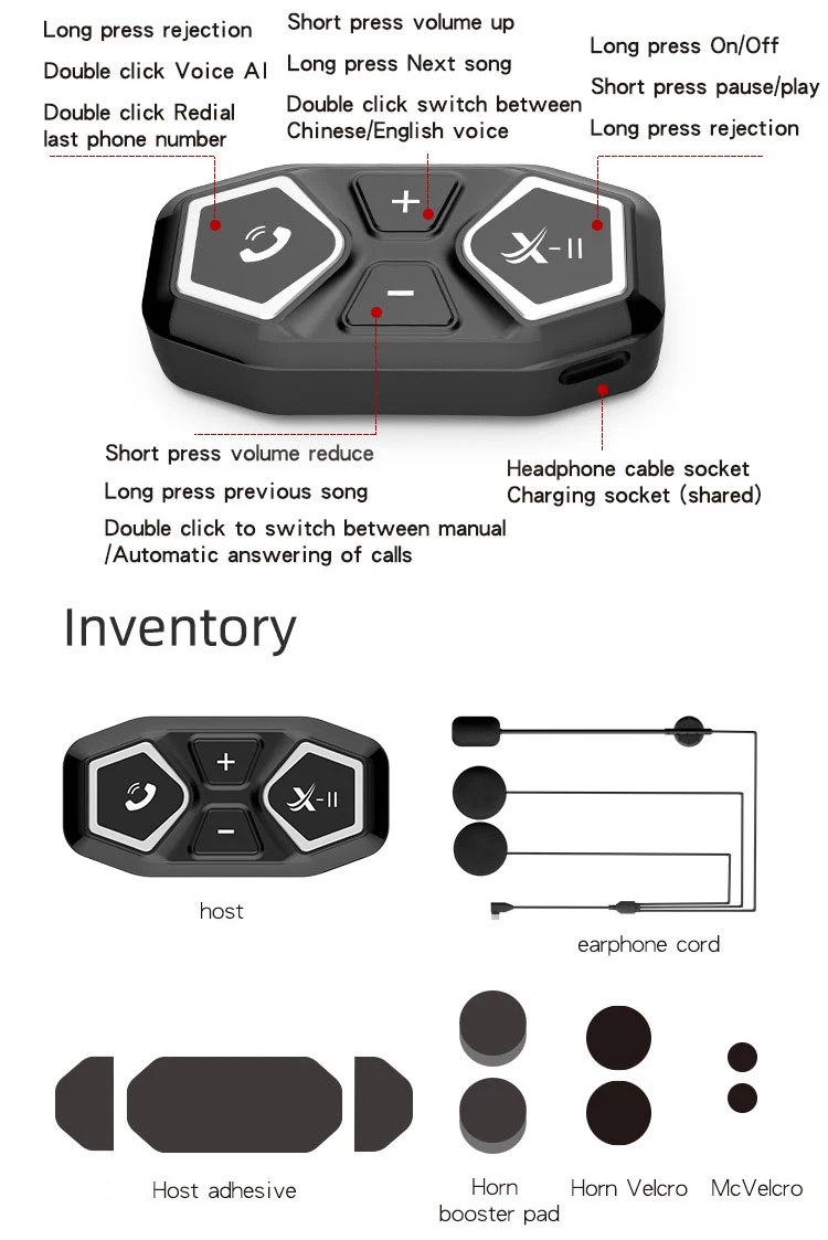 Motorcycle Helmet Bluetooth Headset With Type-c And Ipx6 Rating_voghion.com