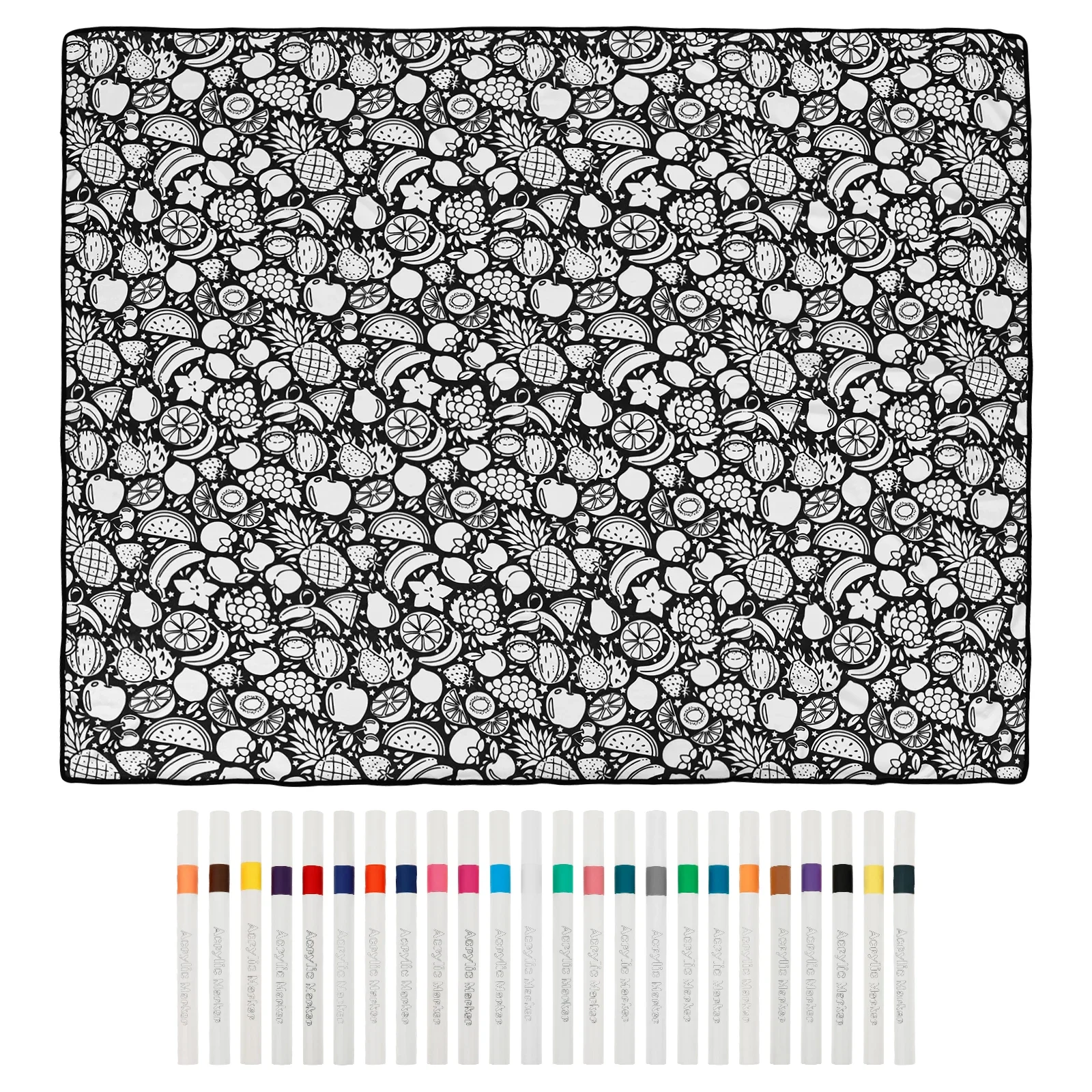 Personalized DIY Coloring Blanket with 24 Markers for Stress Relief and Unique Creative Decor
