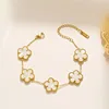 White Black Red Green Shell Five Leaf Flower Stainless Steel Ladies Bracelet Simple for Woman Party Birthday Jewelry Gift Clover