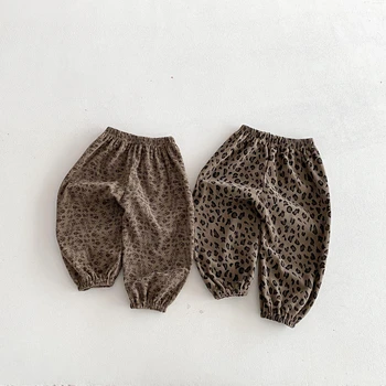 Trendy Leopard Pants 1-8Years Old Child Simple Versatile Pants Loose Casual Sports Trousers Outer Wear Toddler New Design Pants 1