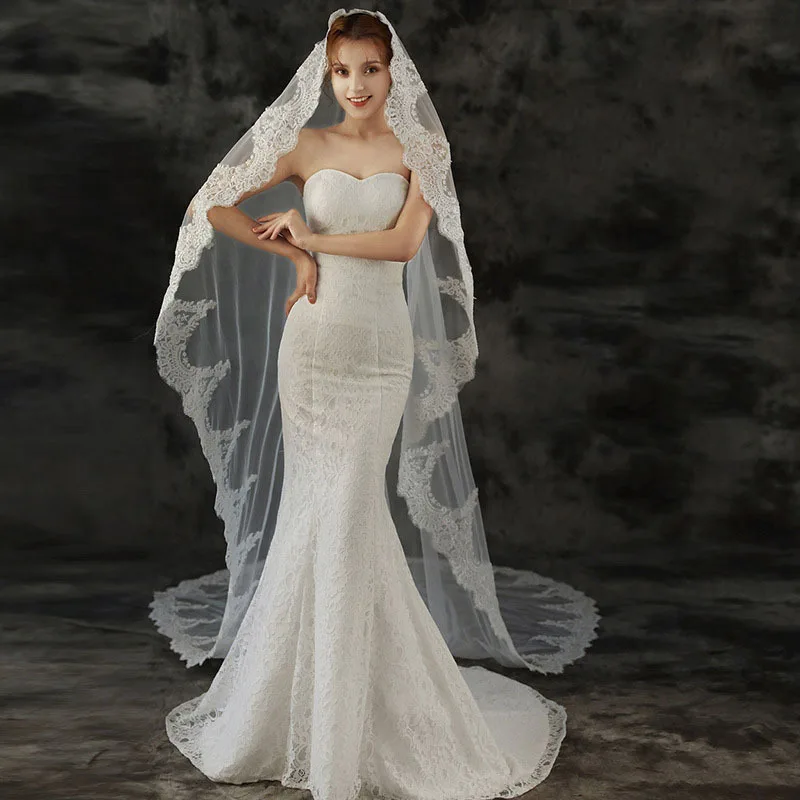 

Wedding Hair Accessorie Party Dress Luxury Ceremony Jewelry Bridal Veil Accessorie Long Trailing Super Fairy Photo Props Vintage