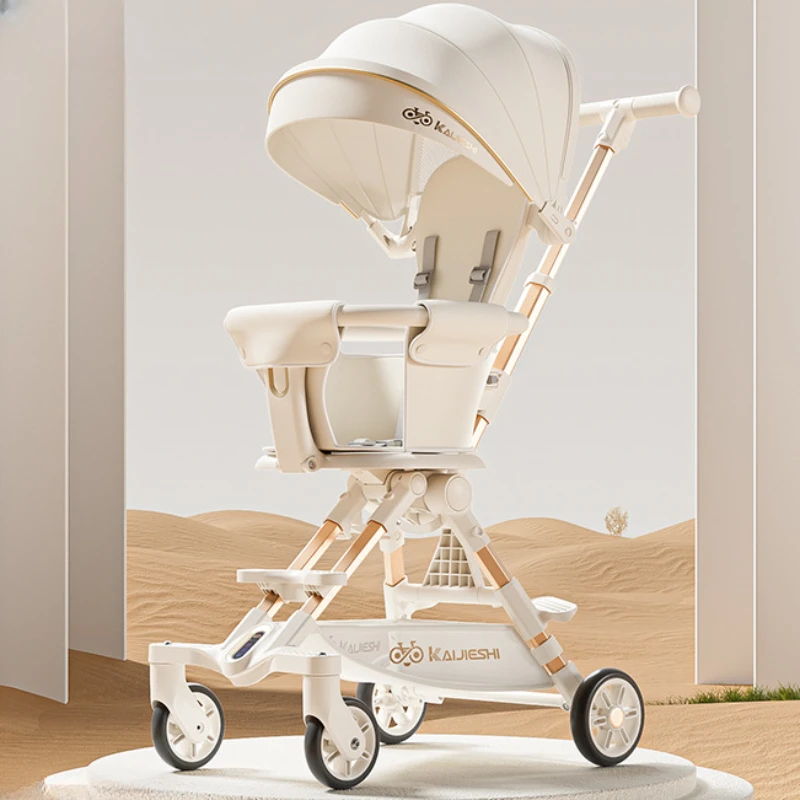 

Новинка 2024, легкая детская коляска, однотонная Складная четырехколесная коляска, двухсторонняя Высокая детская коляска