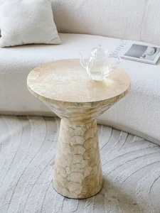 Luxury Gold Foil Shell Coffee Tables,Nordic Furniture Living Room,Sofa,Side Circular Corner Table,Art Decoration Customized