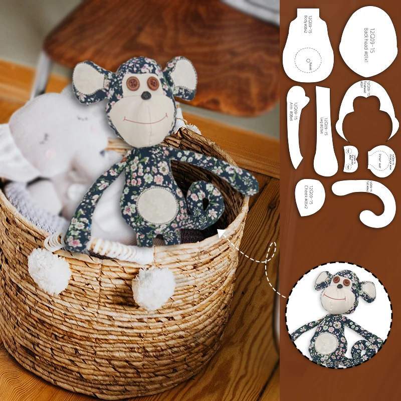 NUBECOM 9pcs Monkey Making Templates DIY Sewing Accessories Doll Quilting Acrylic Stencils Handcraft Decoration Monkey Templates