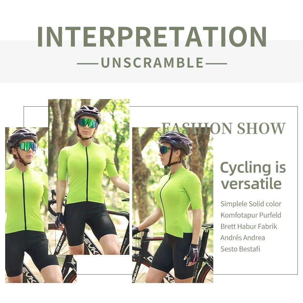 X-TIGER Women's Summer Cycling Jersey Breathable Quick-drying MTB Cycling Short Sleeve 3+1 Pocket Shirt Sportswear