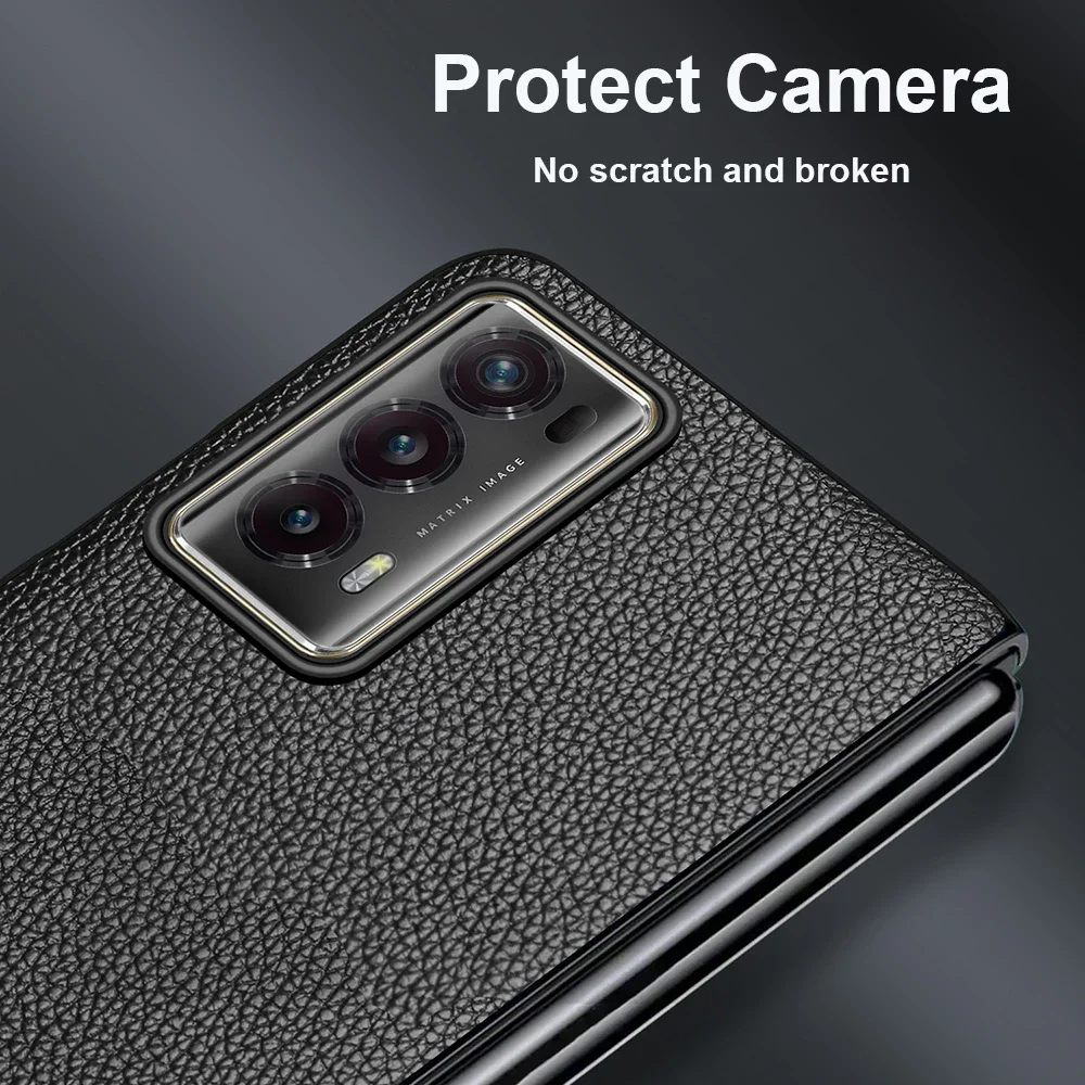 For Honor Magic V2 MagicV2 Case Official Genuine Cowhide Leather Shockproof Hard PC Alligator Ltichi Texture Ultra Thin Cover